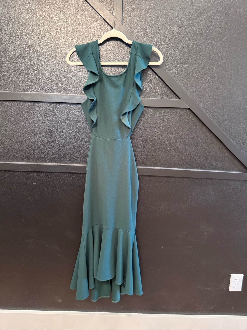 Teal Ruffle-Trim High-Low Maxi Dress